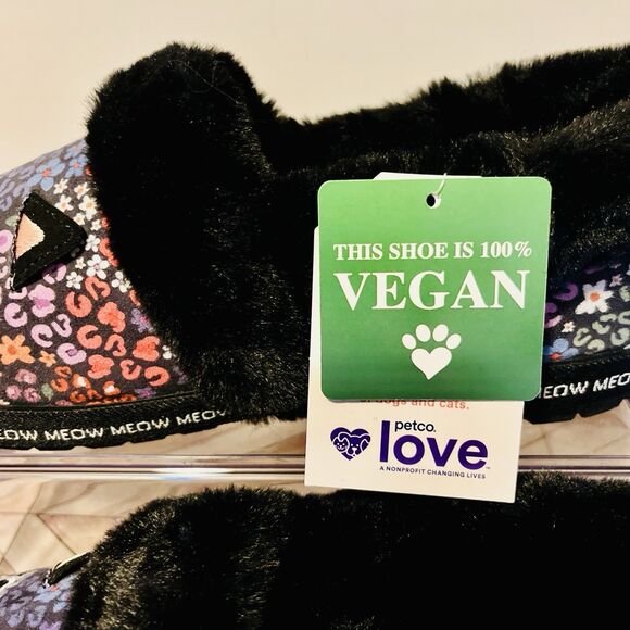 BOBS Skechers Too Cozy Meow Cat Women's 6 Floral Slippers Fur Embroidered Vegan - Picture 8 of 10